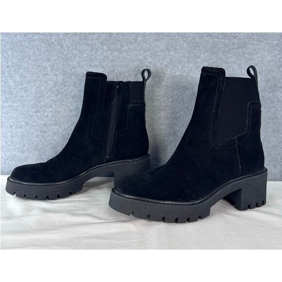 EUC Chelsea & Violet Women's sz 8.5 Lottie Black Suede Platform Chelsea Boots - Picture 2 of 11